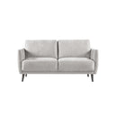 SOFA ESTACIONARIO DE DOS ASIENTOS EN TELA TEXTURIZADA BEIGE Y PATAS NEGRAS
