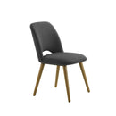 SILLA DE COMEDOR EN TELA GRIS OSCURO Y PATAS MARRONES
