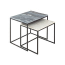 MESA LATERAL TOPE ESTILO MARMOL Y BASE NEGRA SET DE 2