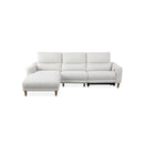 SOFA SECCIONAL RECLINABLE ELECTRICO EN TELA BEIGE Y PATAS ACABADO DE MADERA
