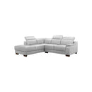 SOFA SECCIONAL ESTACIONARIO CON FRENTE DE PIEL GRIS