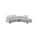 SOFA SECCIONAL ESTACIONARIO CON FRENTE DE PIEL GRIS
