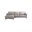 SOFA SECCIONAL ESTACIONARIO CON FRENTE DE PIEL GRIS