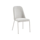 SILLA DE COMEDOR EN TELA BLANCA Y PATAS GRIS CLARO
