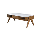 MESA DE CENTRO JOER TOPE ESTILO CERAMICA Y BASE MADERA