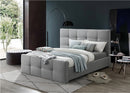 CAMA QUEEN TAPIZADA EN TELA GRIS