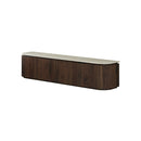 MESA DE TV TOPE ESTILO MARMOL Y BASE ACABADO DE MADERA