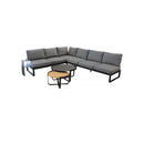 SOFA SECCIONAL DE EXTERIOR BLOOM CON MARCO GRIS CHARCOAL Y TEJIDO OLEFIN GRIS NEW