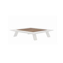 MESA DE CENTRO EN ALUMINIO BLANCO Y TOPE DE MADERA
