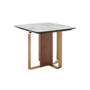 ***MESA DE CENTRO CON TOPE DE CERAMICA CON BASE MARRON Y METAL DORADO