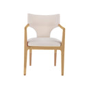 SILLA DE COMEDOR EN TELA BEIGE Y ACABADO DE MADERA NATURAL