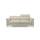 SOFA ESTACIONARIO DE DOS ASIENTOS EN PIEL SINTETICA CREMA Y PATAS CROMADAS