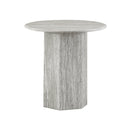 MESA LATERAL EN MARMOL ARTIFICIAL GRIS Y BASE MDF