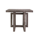 MESA LATERAL ACABADO DE MADERA GRIS Y PATAS NEGRAS
