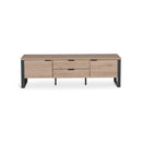 MESA DE TV ACABADO DE MADERA NATURAL Y NEGRA