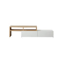 MESA DE TV ACABADO DE MADERA BLANCA Y NATURAL