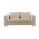 SOFA ESTACIONARIO DE DOS ASIENTOS EN TELA CREMA