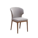 SILLA DE COMEDOR EN TELA GRIS Y PATAS MARRONES