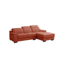 SOFA SECCIONAL ESTACIONARIO EN PIEL NARANJA