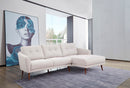 SOFA SECCIONAL ESTACIONARIO EN TELA BEIGE Y PATAS MARRONES