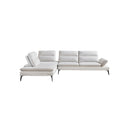 SOFA SECCIONAL ESTACIONARIO EN TELA BEIGE Y PATAS NEGRAS