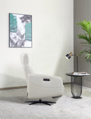 BUTACA RECLINABLE ELECTRICA CON FRENTE DE PIEL GRIS Y BASE NEGRA
