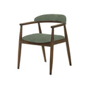 SILLA DE COMEDOR EN TELA VERDE Y ACABADO MADERA