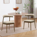 SILLA DE COMEDOR EN TELA BEIGE Y ACABADO MADERA