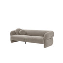 SOFA ESTACIONARIO DE TRES ASIENTOS EN TELA BEIGE