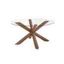 MESA DE COMEDOR CON TOPE DE VIDRIO Y PATAS HS234