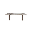 MESA DE COMEDOR DE CERAMICA Y BASE ACABADO EN MADERA