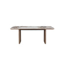 MESA DE COMEDOR DE CERAMICA Y BASE ACABADO EN MADERA