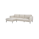 SOFA SECCIONAL ESTACIONARIO EN PIEL SINTETICA BEIGE Y PATAS NEGRAS