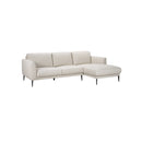 SOFA SECCIONAL ESTACIONARIO EN PIEL SINTETICA BEIGE Y PATAS NEGRAS