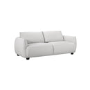 SOFA ESTACIONARIO DE TRES ASIENTOS CON FRENTE DE PIEL GRIS