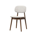SILLA COMEDOR EN TELA BEIGE Y ACABADO MADERA