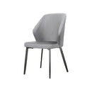 SILLA DE COMEDOR EN PIEL SINTETICA GRIS Y PATAS NEGRAS