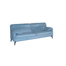 SOFA ESTACIONARIO DE 3 ASIENTOS EN TELA AZUL Y PATAS NEGRAS
