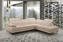 SOFA SECCIONAL ESTACIONARIO DERECHO EN TELA BEIGE CHOCOLATE Y PATAS NEGRAS