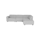 SOFA SECCIONAL ESTACIONARIO EN TELA GRIS Y PATAS NEGRAS