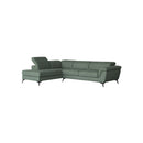SOFA SECCIONAL ESTACIONARIO EN TELA VERDE Y PATAS NEGRAS