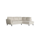 SOFA SECCIONAL ESTACIONARIO EN TELA BEIGE Y PATAS NEGRAS