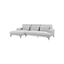 SOFA SECCIONAL ESTACIONARIO EN TELA GRIS Y PATAS NEGRAS