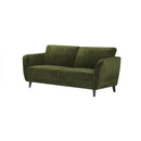 SOFA ESTACIONARIO DE TRES ASIENTOS EN TELA VERDE Y PATAS NEGRAS