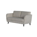 SOFA ESTACIONARIO DE DOS ASIENTOS EN TELA TEXTURIZADA BEIGE MARRON Y PATAS NEGRAS
