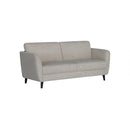 SOFA ESTACIONARIO DE TRES ASIENTOS EN TELA TEXTURIZADA BEIGE MARRON Y PATAS NEGRAS