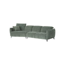 SOFA SECCIONAL ESTACIONARIO EN TELA VERDE Y PATA NEGRAS