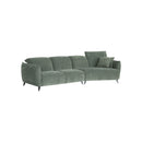 SOFA SECCIONAL ESTACIONARIO EN TELA VERDE Y PATA NEGRAS