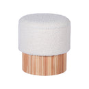 OTOMAN SPIKE EN TELA BLANCA Y PATAS CLARAS