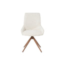 SILLA DE COMEDOR EN TELA BEIGE CLARO CON PATAS EFECTO MADERA